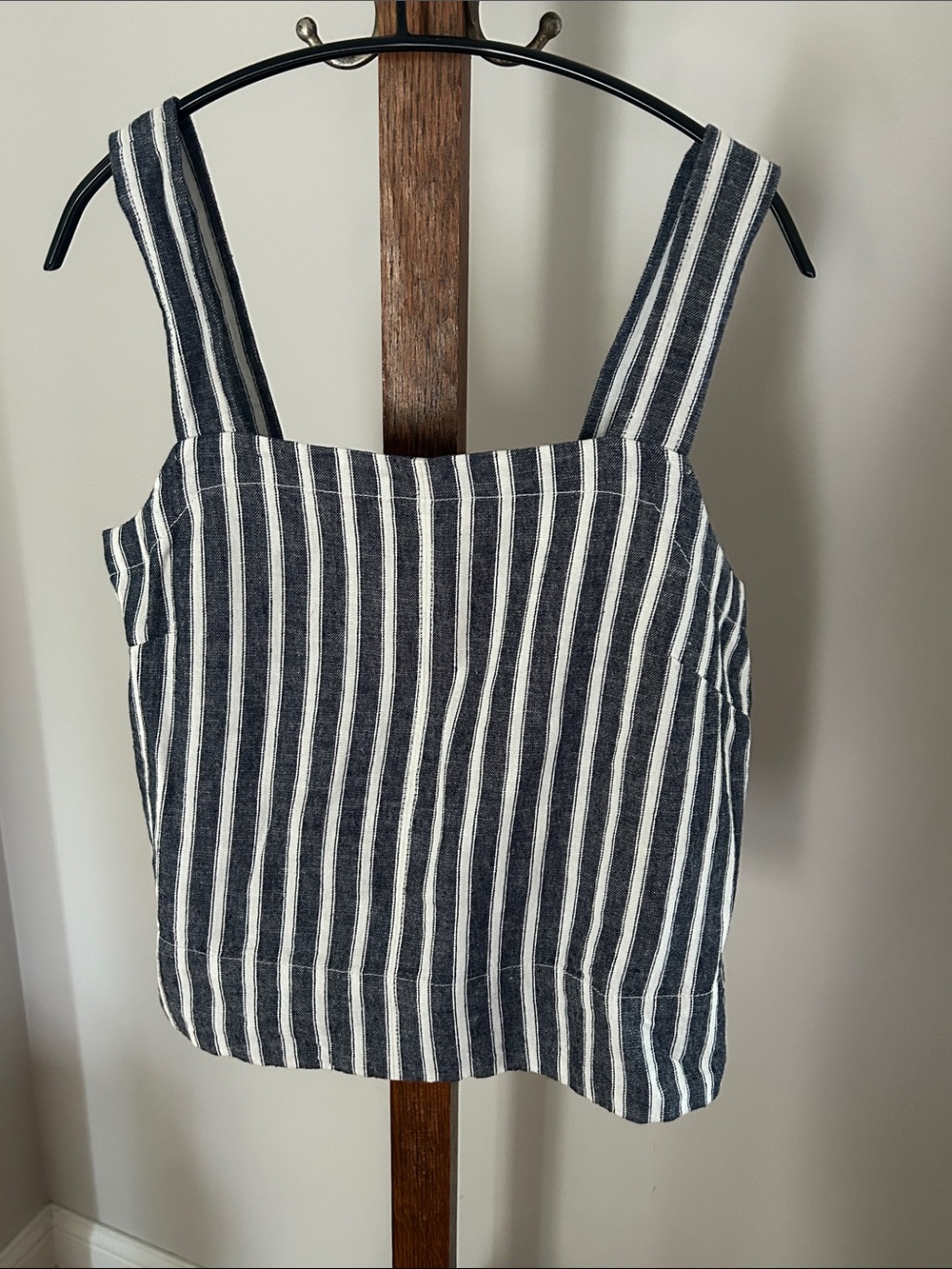 Madewell Navy and White Striped Square Neck Tank